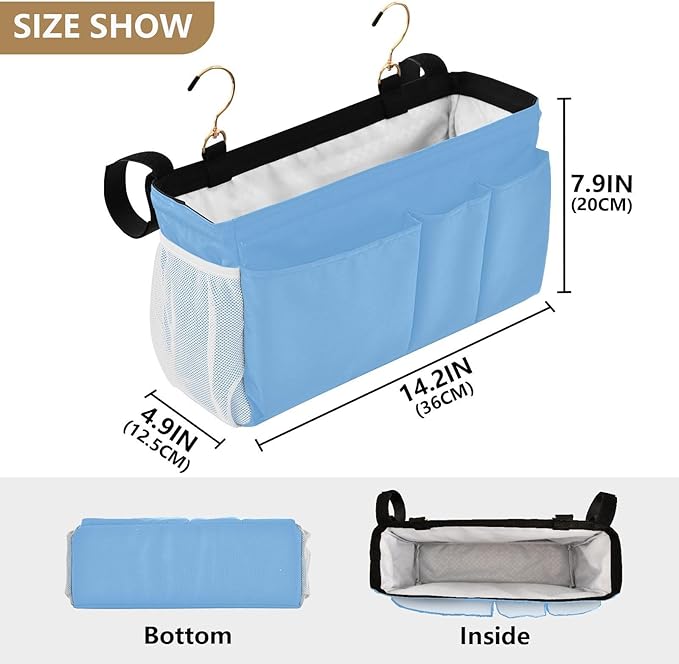 KOPIRIT Lake Blue Bedside Caddy Storage Bag Bedside Organizer - Image 4