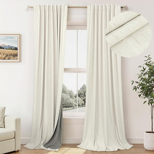 100% Blackout Thermal Curtains 98 Length 2 Panels Set by Pitalk