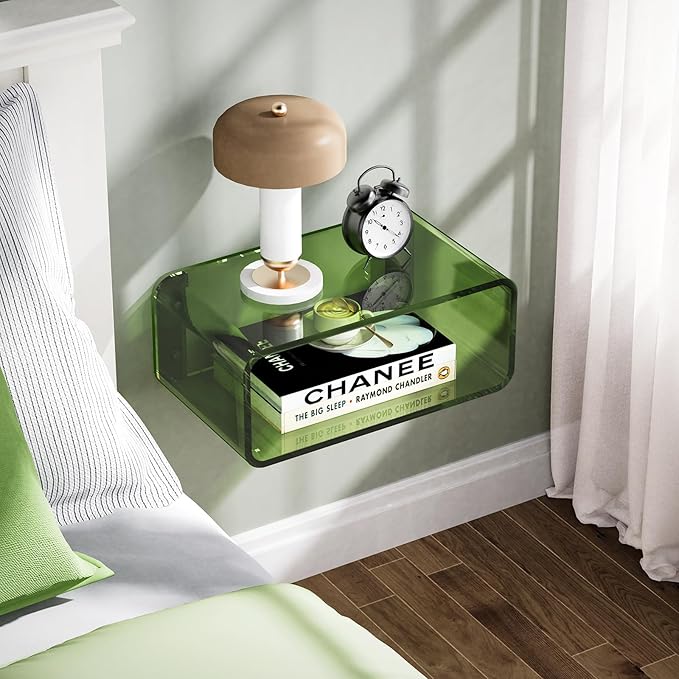 Acrylic Floating Nightstand, Bedside Table, Nightstand Shelf Wall Mounted - Image 2