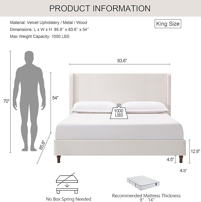 Harper 54" Extra-Tall Headboard Bed Frame - Image 2