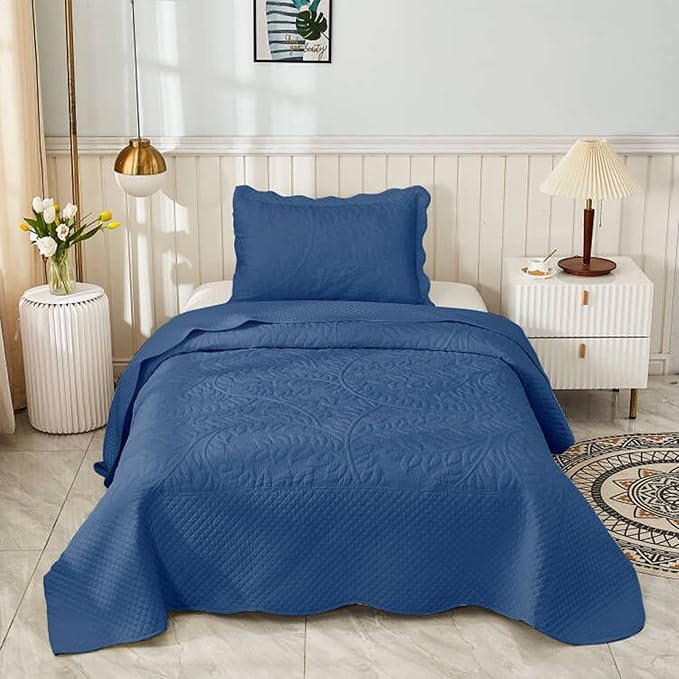 MarCielo 3-Piece 100% Cotton Oversized Bedspread Lightweight Quilt Coverlet - Image 2