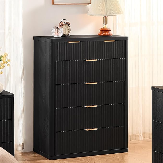 LEYAOYAO Fluted Dressers & Nightstand Set of 4, Wood 48" Wide Dresser & 42" - Image 2