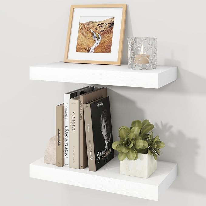 Floating Shelves for Wall, 7.9" Deep Wall Mounted Wood Shelves for Bathroom by Unknown