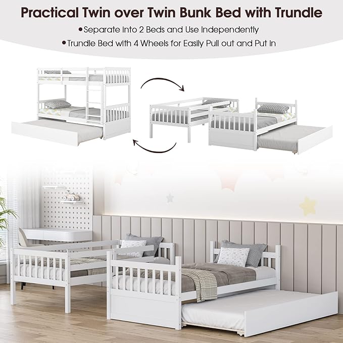 KOMFOTT Wood Twin Over Twin Bunk Bed - Image 6
