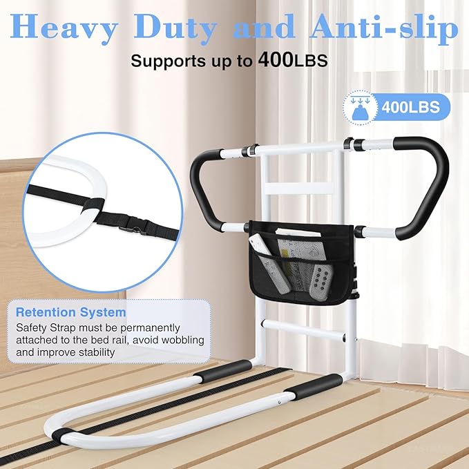 easymake Bed Rails for Elderly Adults Safety: Adjustable Bedside Assist Rails - Image 3