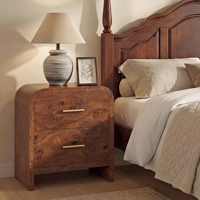 Night Stand 2-Drawer Nightstand 24" H Metal Handle Modern Sturdy Bedside Table - Image 4