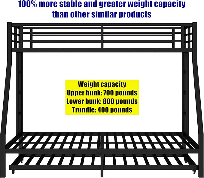 Higher Quality & Stronger Heavy Duty Metal Bunk Bed Frame Twin XL Over Queen - Image 7
