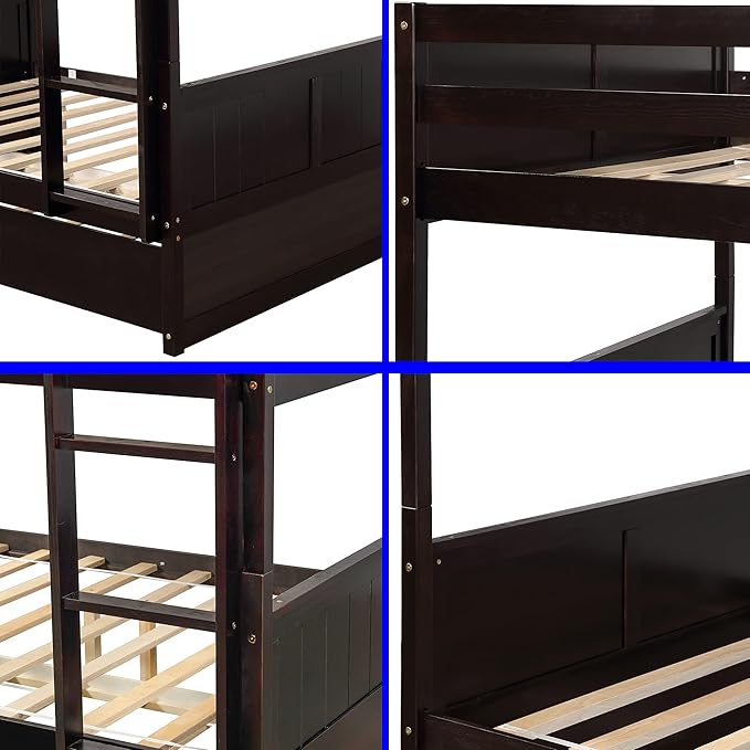 STERXONE Best Thicken Solid Wood Full Over Bunk Bed - Image 5