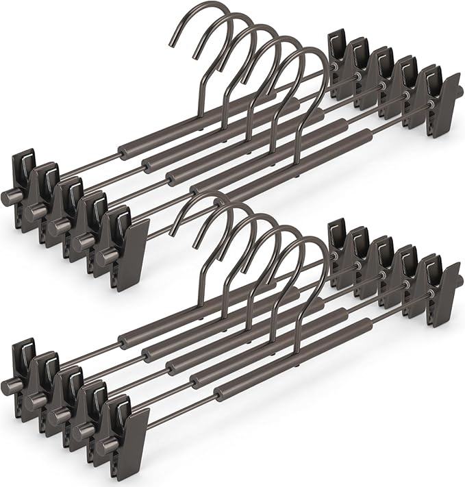 VWV 10-Pack Adjustable Women's Skirt and Pants Hangers, Space-Saving, Suitable by Designedforluxuryhangers