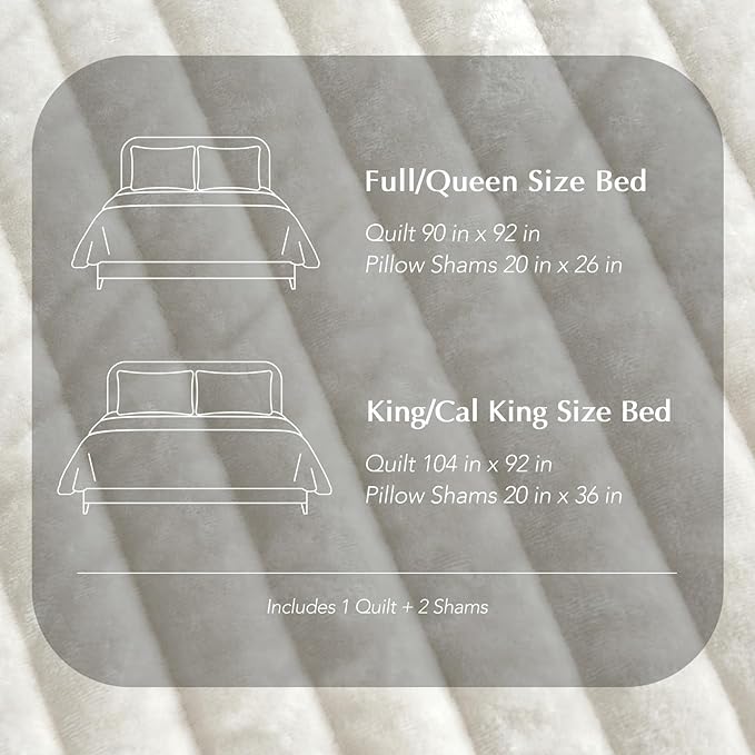 EVERGRACE Velvet Quilt Set King Size, Luxurious Soft Striped Channel Bedding Set - Image 7