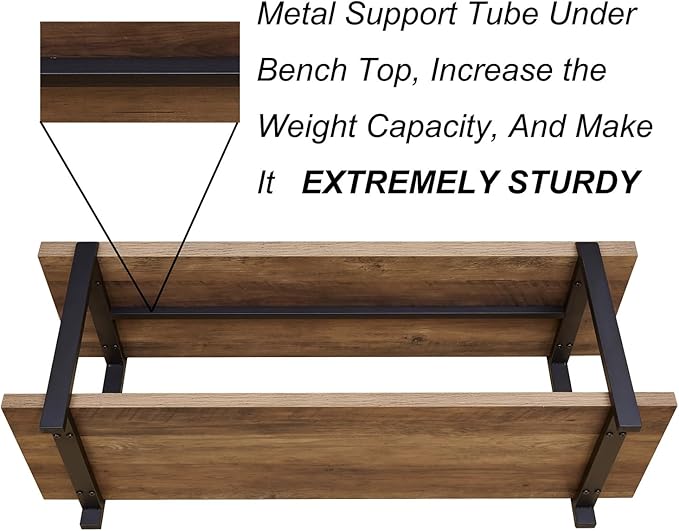 FOLUBAN Entryway Bench, Industrial Shoe Storage Bench - Image 5