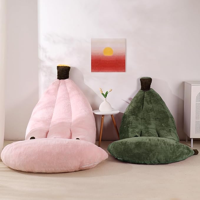 Banana Bean Bag Chair with Ottoman, Floor Sofa Bed with Footrest, Comfy - Image 8