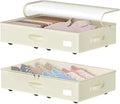 Under Bed Storage with Wheels, No Assemble Required 5.5 inches height beige by EASIERLIFEENJOYWORLDBEAUTY