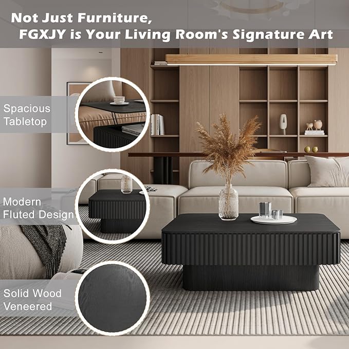 Lift Top Coffee Table with Storage, Solid Wood Coffee Table with Adjustable - Image 5