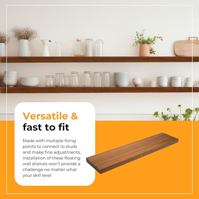 HÜNGSMART 48 Inch Wooden Floating Shelf – Supports 300lbs – Carpenter Designed - Image 8