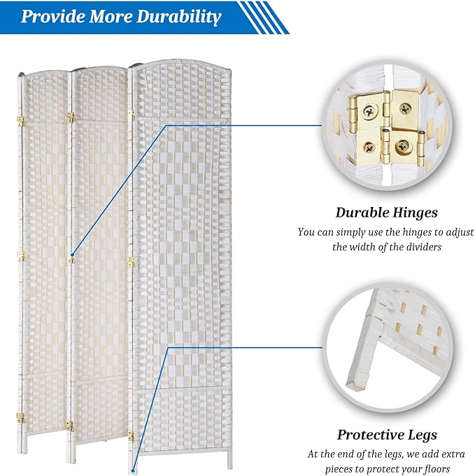 VINGLI 6-Panels Tall Rattan Room Divider, 6 FT Folding Privacy Screen, Indoor - Image 5