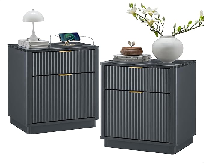 T4TREAM 23'' Fluted Nightstand Set of 2 by T4TREAMFurniture