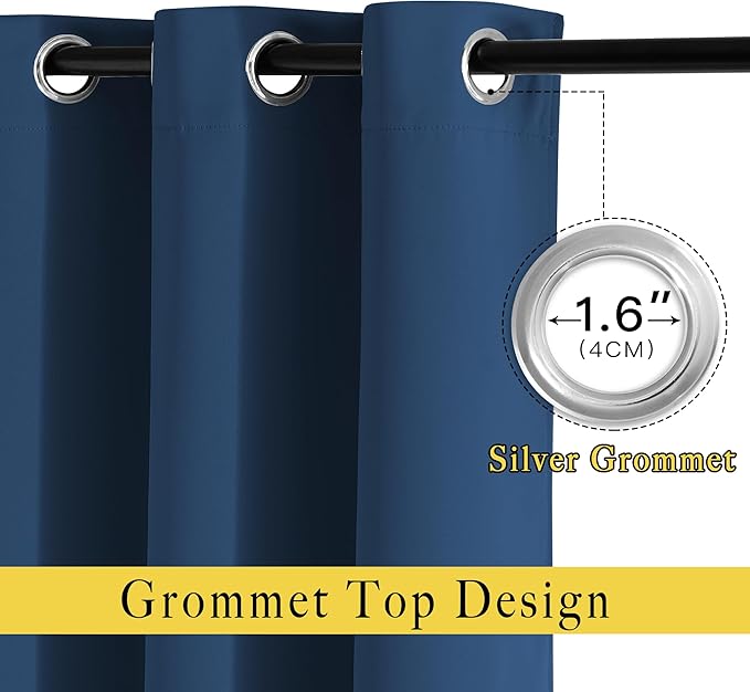 NICETOWN Moroccan Blue 102 inch Curtains, Grommet Thermal Insulated Window - Image 2