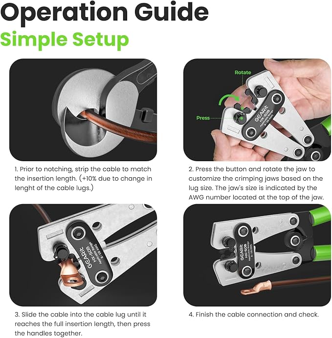 GEARit 4 Gauge CCA Ground Wire All-in-One Kit: Crimping Tool, 15 Lugs, and 20 - Image 6