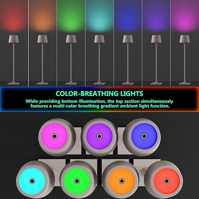 Modern LED Color-Changing Cordless Table lamp, 7 Colors, metal Shade, Touch - Image 5