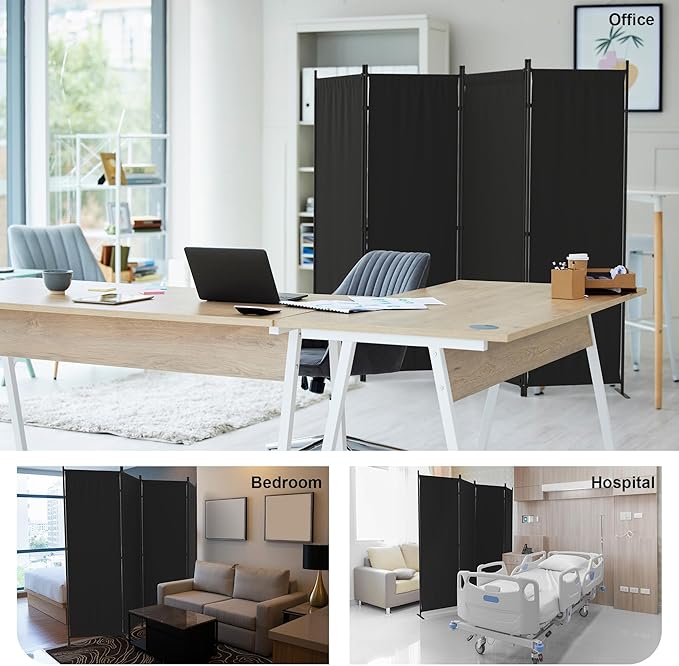 Room Divider, 4 Panel Folding Privacy Screen, 88” Portable Separating - Image 7