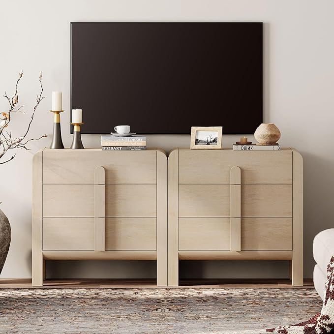WAMPAT 6 Drawer Dresser for Bedroom, 2 in 1 63" Wide Mid Century Modern Wide - Image 4