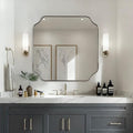 ANDY STAR 30"x30" Chrome Square Mirror, Polished Nickel Scalloped Bathroom by ANDYSTAR