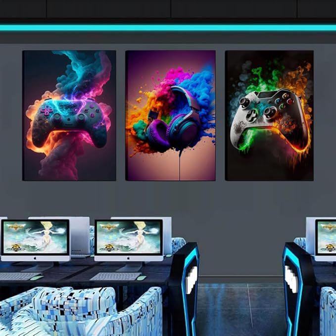 Gaming Room Decor Canvas Wall Art Set of 3 - Image 4