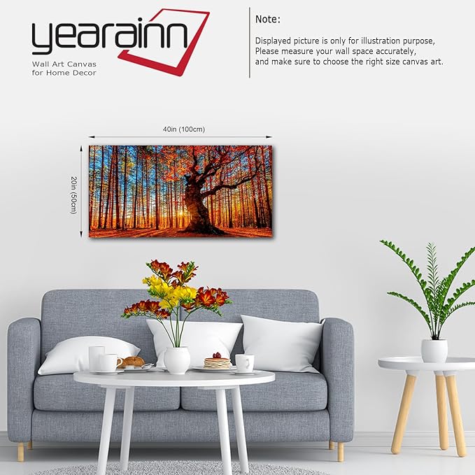 Large Forest Wall Art Forest Sunset Canvas Pictures Red Leaf Trees Landscape - Image 7