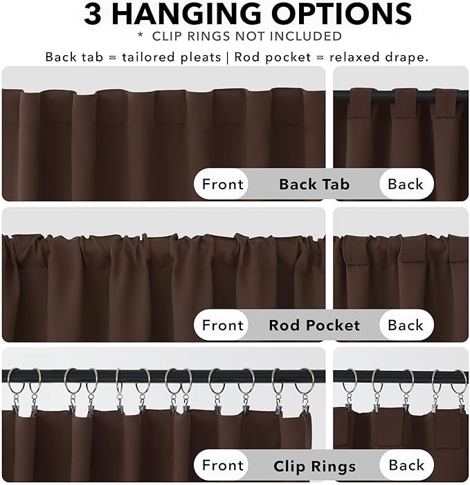 Deconovo Blackout Curtains for Kitchen Window, Back Tab and Rod Pocket Curtains - Image 2