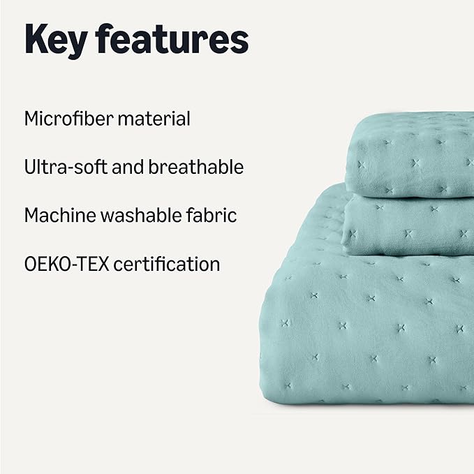 Amazon Basics Brushed Microfiber Quilt Set, Extra Soft - Image 2
