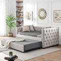 Antetek Daybed with Trundle, Upgraded Linen Upholstered Twin Size Day Bed by Antetek