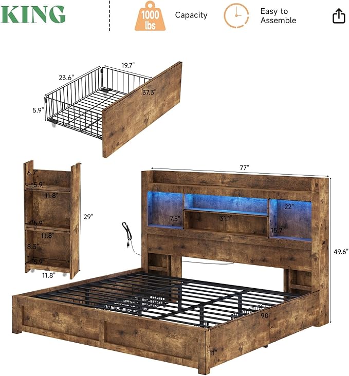 AMERLIFE King Size Bed Frame - Image 2