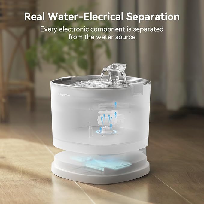 Cheerble Pumpless Cat Water Elfin Fountain, Wireless Pet Fountain Battery - Image 4