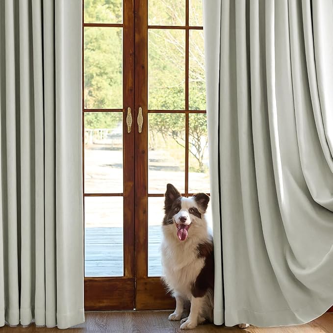 jinchan Chenille Blackout Curtains 108 Inches Long Light Grey Thermal Insulated - Image 5