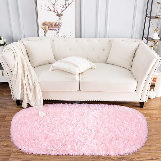 Noahas Fluffy Pink Rugs for Bedroom Girls, Shag Hallway Runner Rug, Small Soft - Image 2