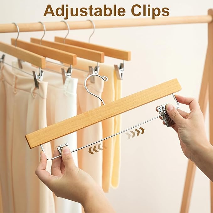 BAGAIL 20 Pack Wooden Pants Hangers - Image 3