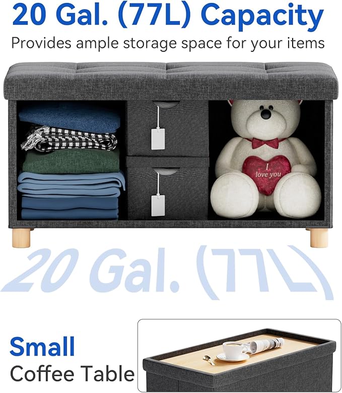 BRIAN & DANY 30 Inches Folding Storage Ottoman Bench, Ottoman - Image 6