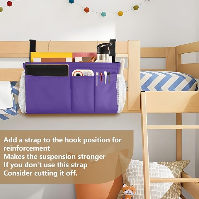 KOPIRIT Dark Purple Bedside Caddy Storage Bag Bedside Organizer - Image 6