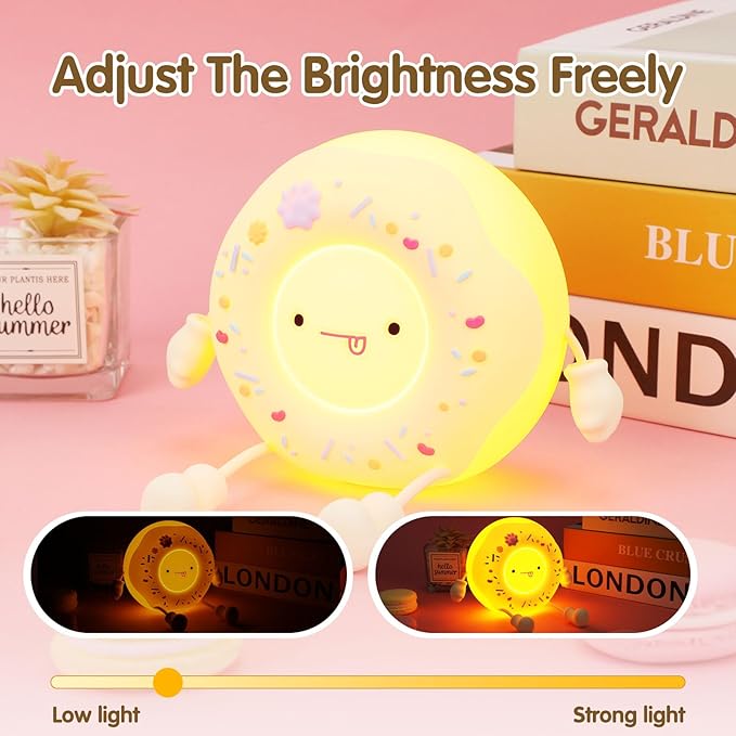 QANYI Donut Lover Lamp, Soft BPA Free Silicone Touch Night Light, Eye Caring - Image 3