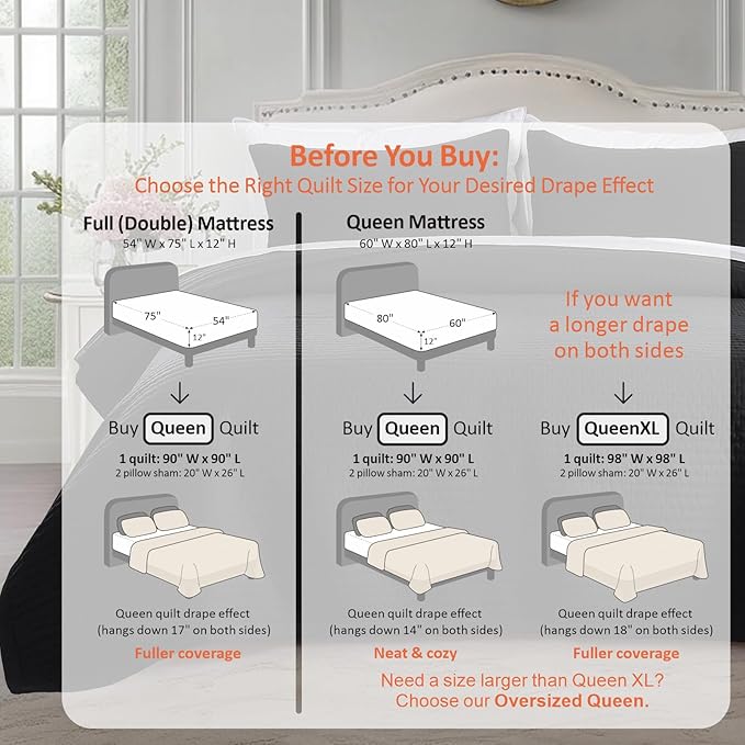 KASENTEX Queen Quilt Set 90"x90" – Soft Washed 3-Layer Lightweight Bedspread - Image 3