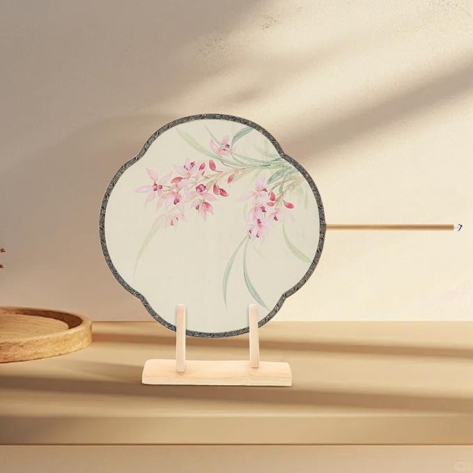 VOSAREA Bamboo Japanese Folding Fan Stand Holder Handheld Fan Display Stand - Image 3