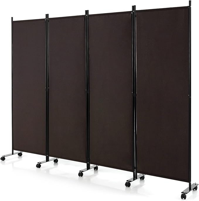 GOFLAME 4 Panel Folding Room Divider, 6FT Rolling Privacy Screen by GOFLAME
