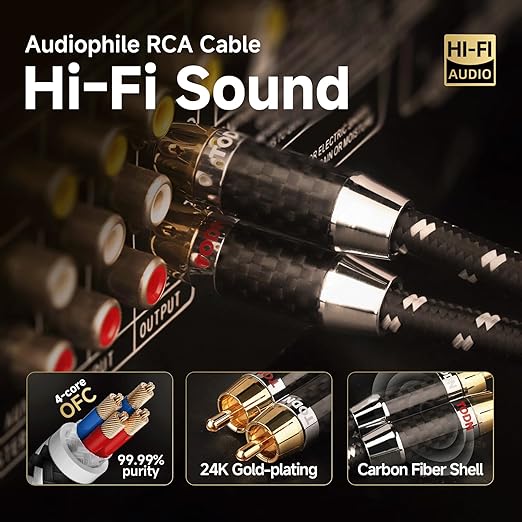 TODN High End OFC RCA Cables for Audiophile Shielded RCA Cable Car Audio Male - Image 6
