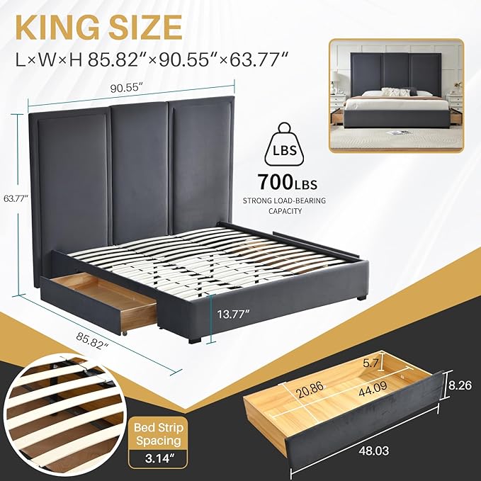 YUHUASHI King Size Bed Frame - Image 2