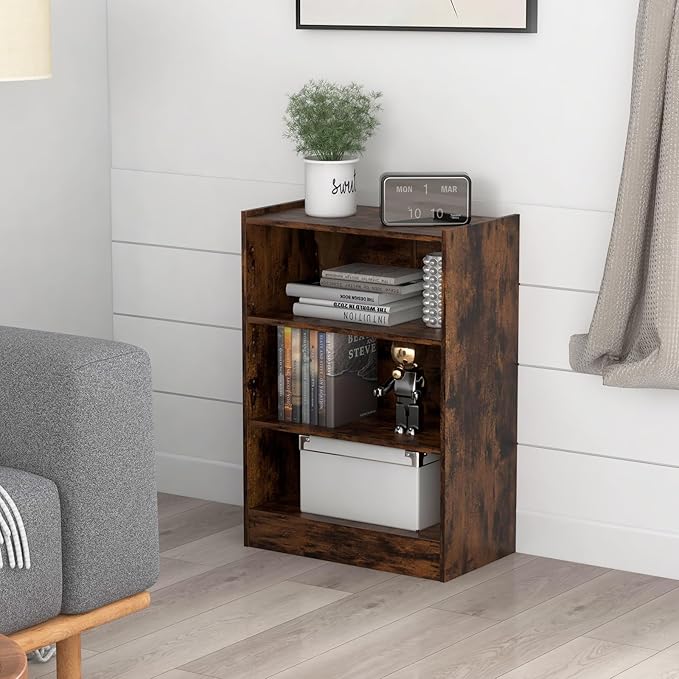 LOKO 3-Tier Open Bookcase, Modern 3-Cube Bookshelf - Image 4