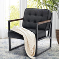 COLAMY Black Leather Accent Chair, Accent Arm Chair by COLAMYHOME