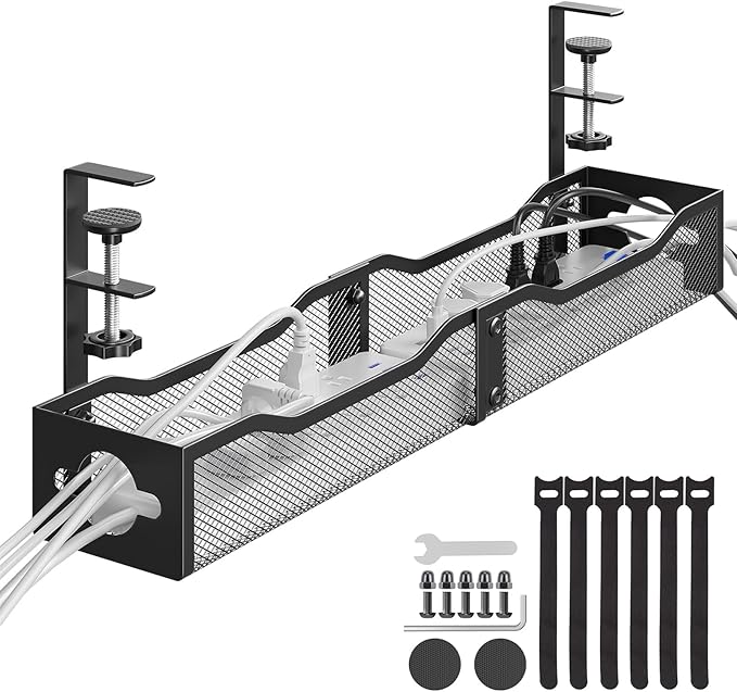 DELAMU 25'' Upgraded Cord Management, No Dill Under Desk Cable Tray - Image 8