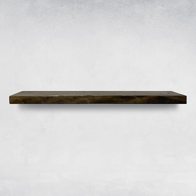 URBANDI, Rustic Floating Shelves, Hidden Bracket, Solid Wood, Heavy Duty - Image 4