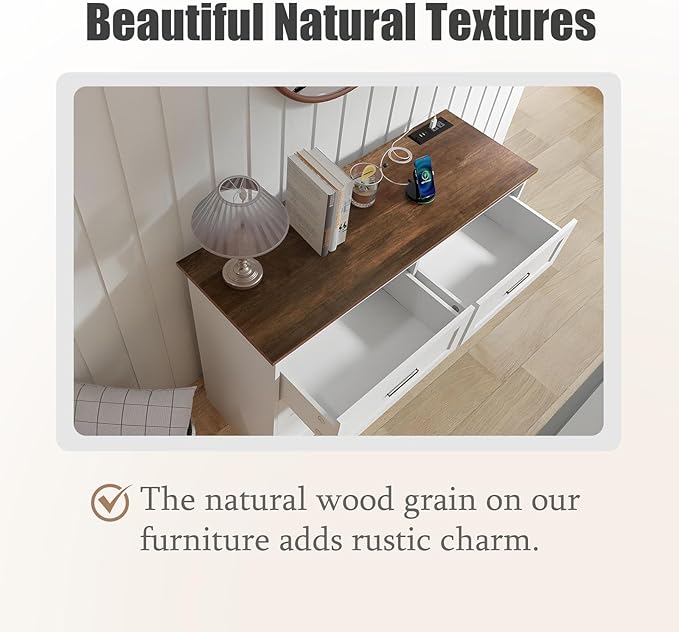 GEPELCN Farmhouse Dresser for Bedroom 6 Drawers Dresser - Image 5